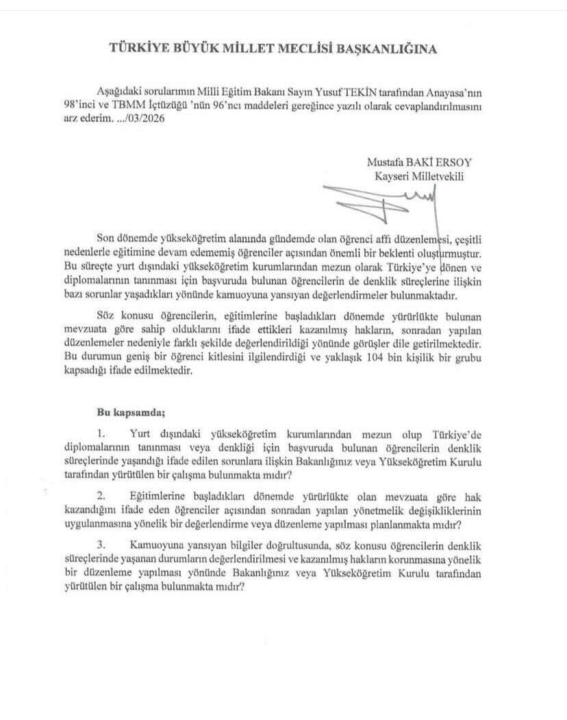 Yurt Dışı Mezunlarından Geriye Dönük Denklik Şartlarına Tepki
